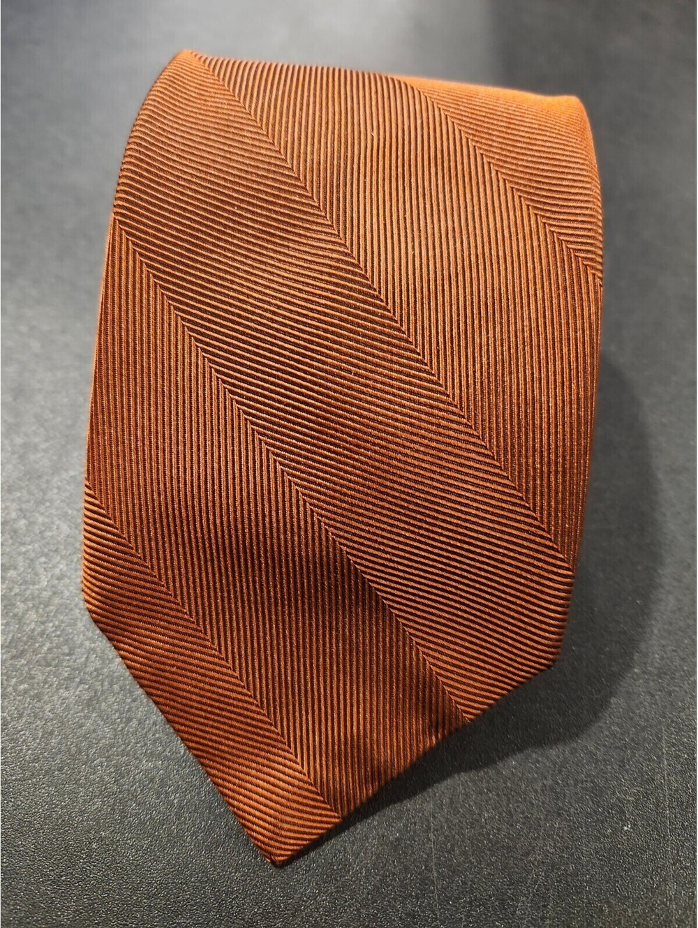 Vintage Christian Dior Paris New York Striped Copper Men’s 100% Silk Neck Tie - Picture 8 of 8